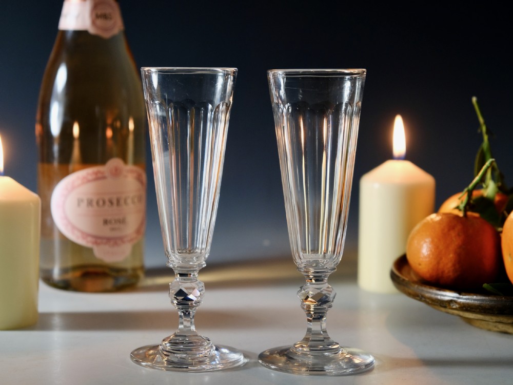 Antique glass - pair of flutes English c1830 View II