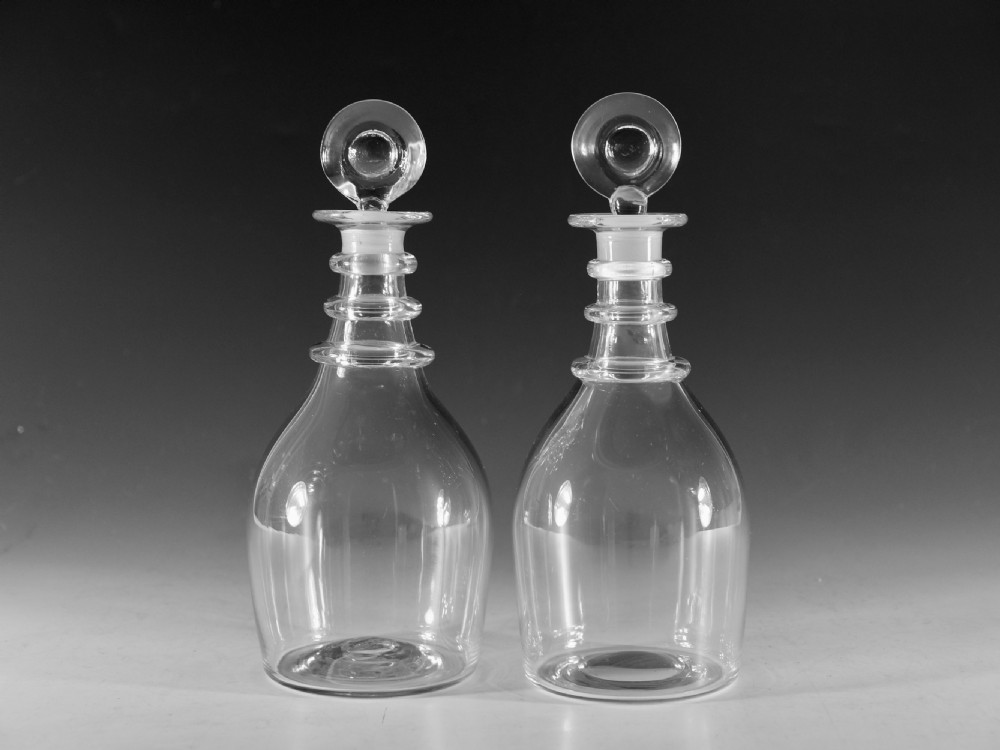 Antique glass - near pair of decanters English c1820 View V