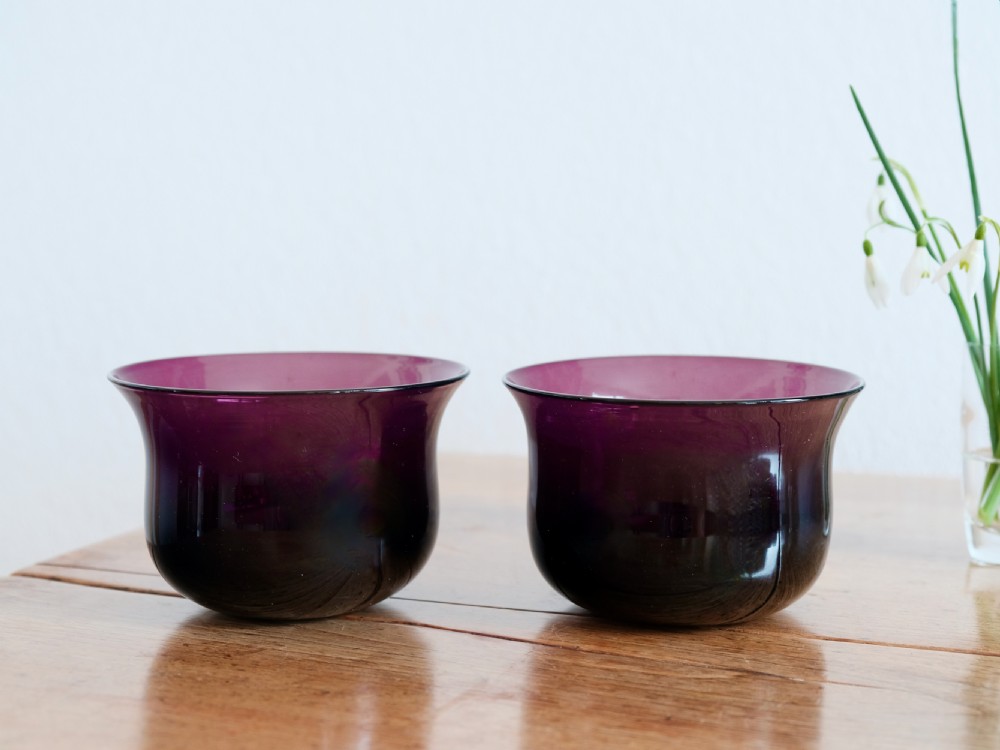 Antique glass amethyst finger bowls English c1830