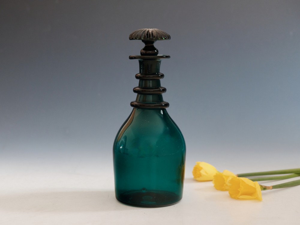 Antique glass decanter green English c1820