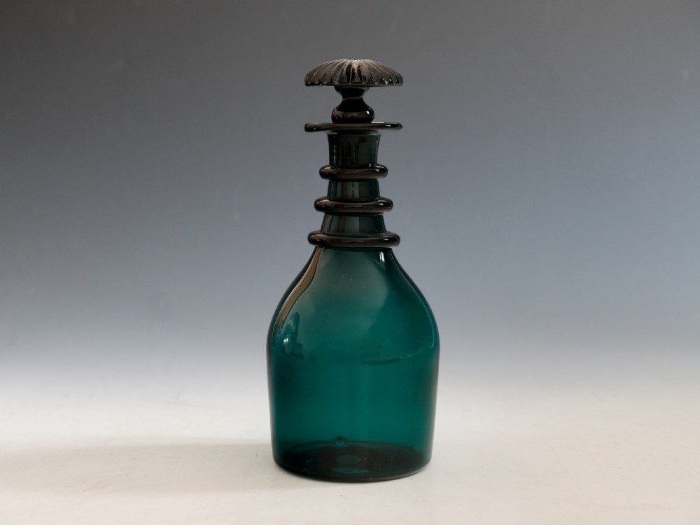 Antique glass decanter green English c1820 View III