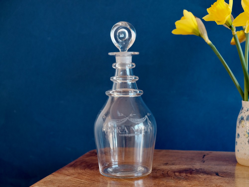 Antique glass decanter Brandy English c1820