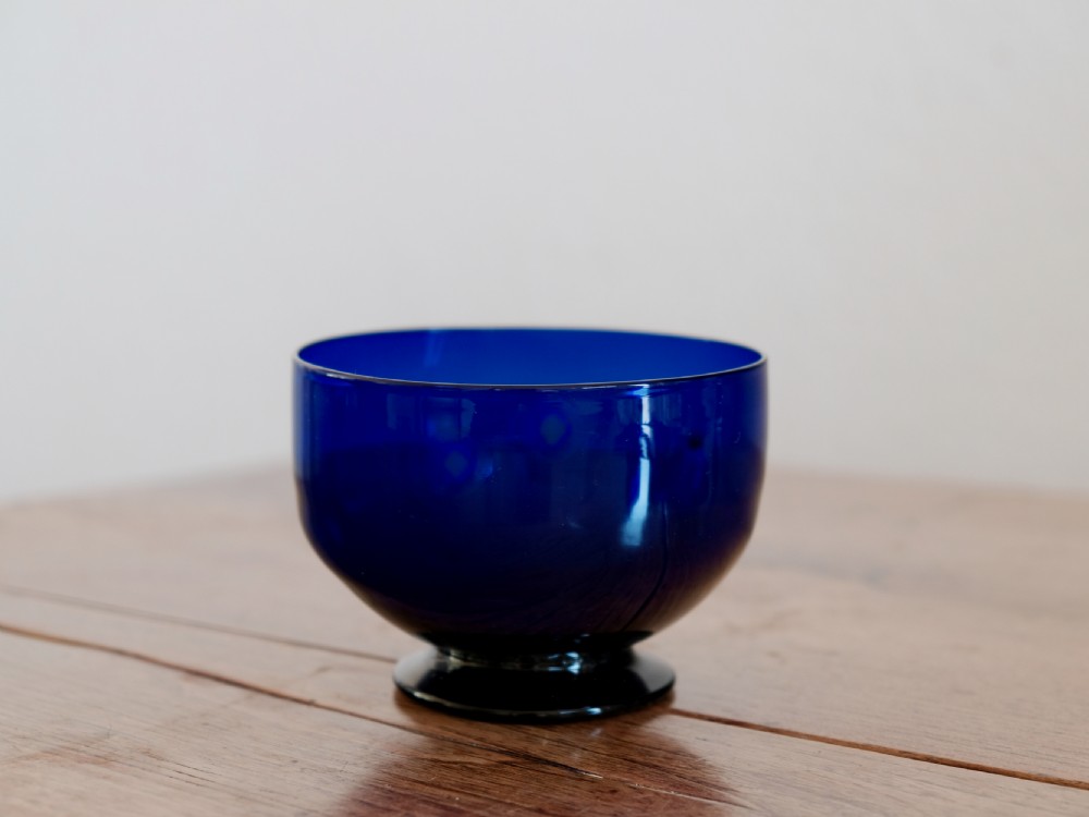 Antique glass blue sugar bowl English c1800 View IV