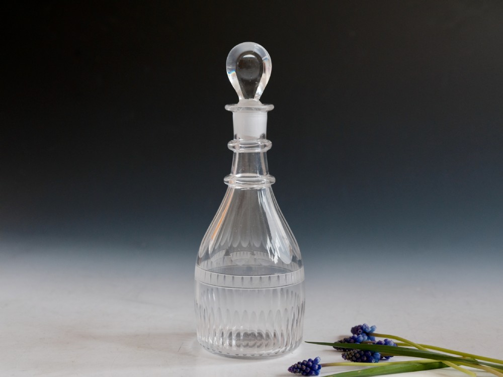 Antique glass decanter half size English c1810