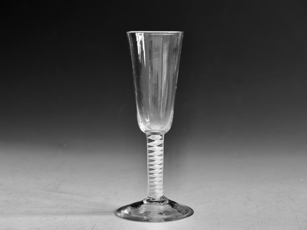 Antique glass opaque twist ale glass English c1765 View XIV