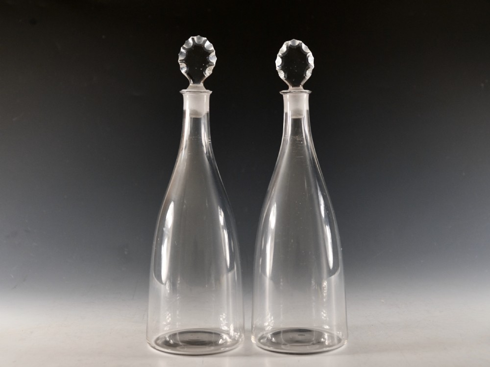 Antique glass taper decanters pair English 1780 View II