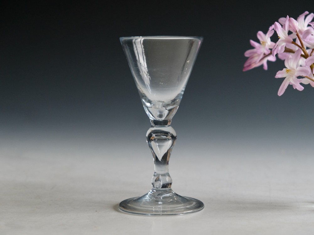 Antique glass baluster wine glass English c1715 View III