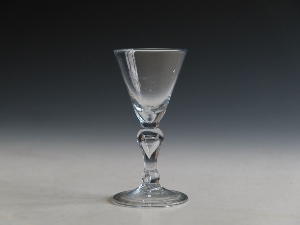 Antique glass baluster wine glass English c1715 View IV