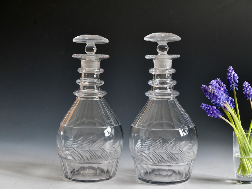 Antique glass decanters pair English c1835