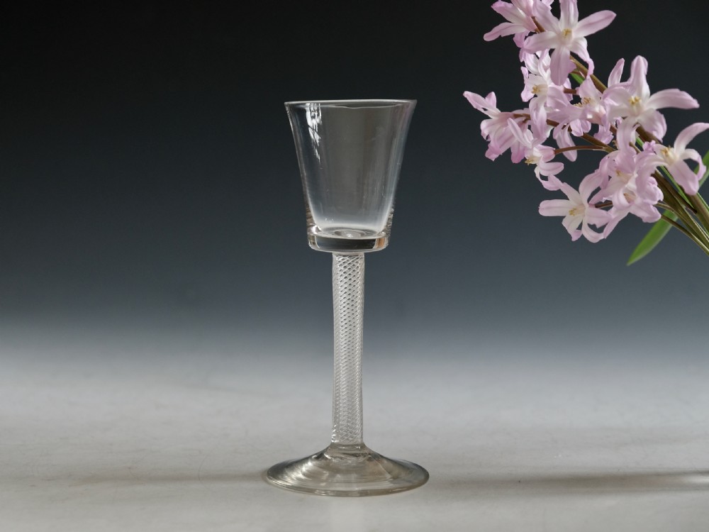 Antique glass wine glass air twist English c1755 View IV
