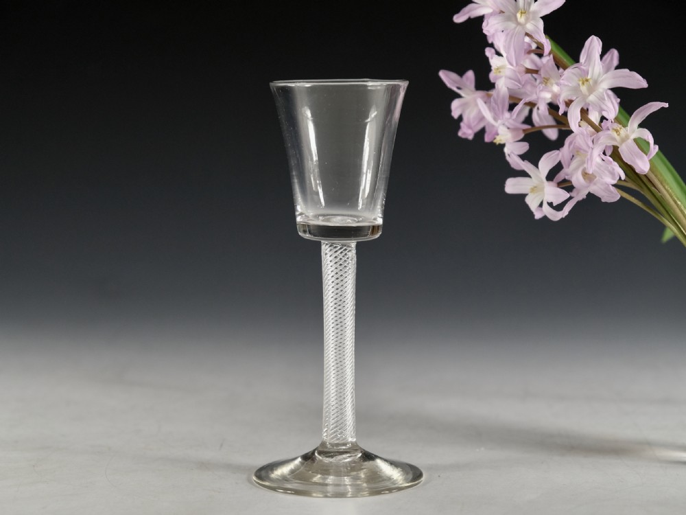 Antique glass wine glass air twist English c1755 View III