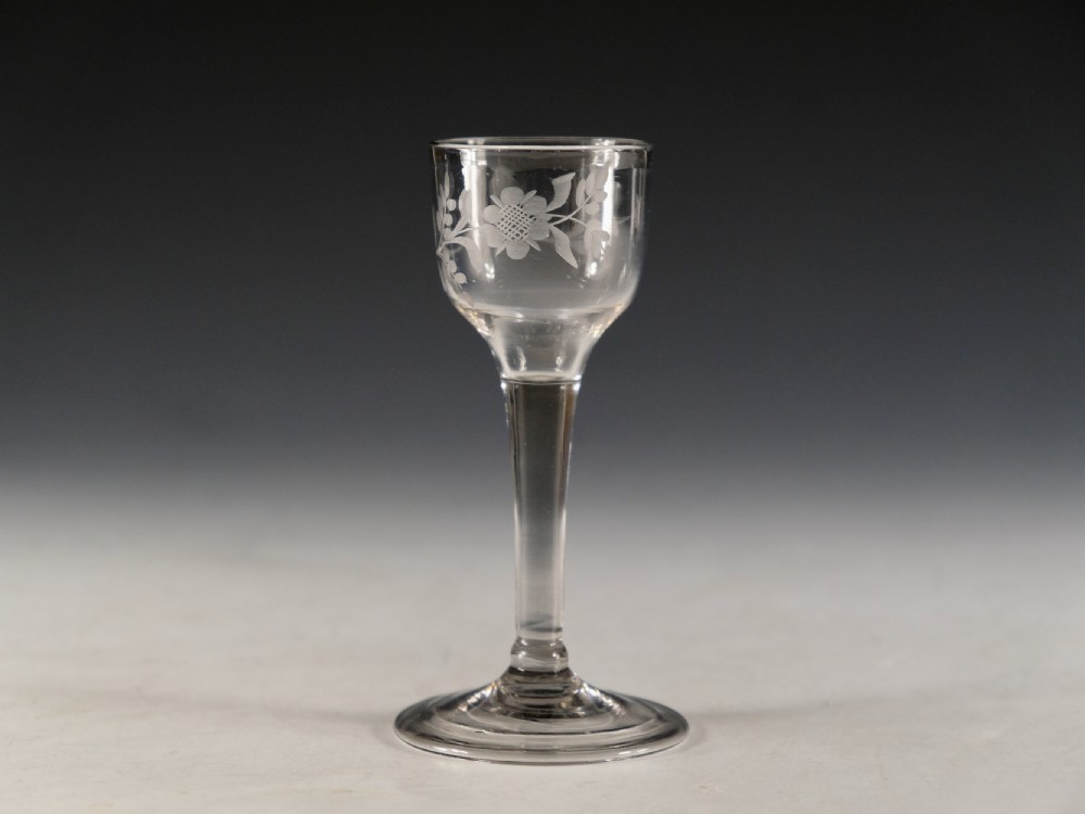 Antique glass wine glass plain stem English c1760