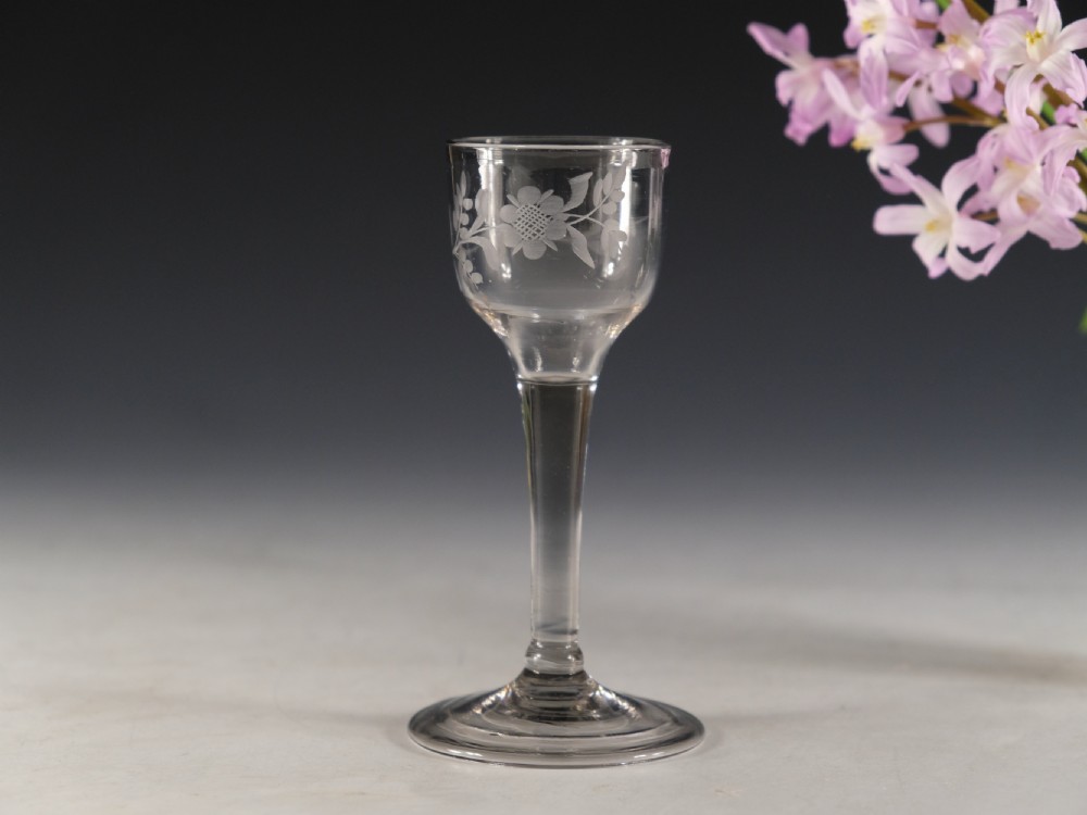 Antique glass wine glass plain stem English c1760 View IX