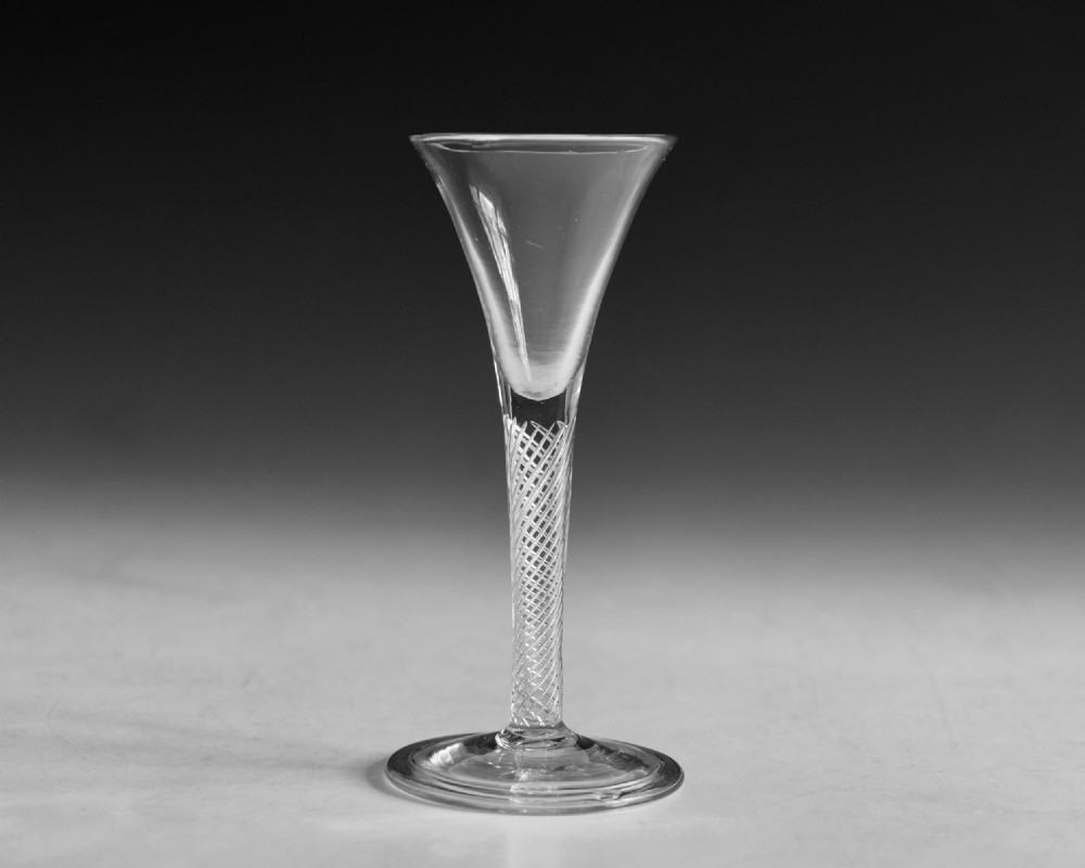 Antique glass wine glass air twist stem English c1755 View III