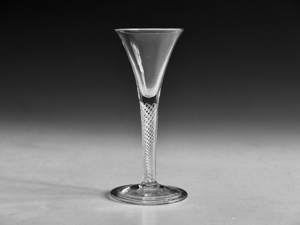 Antique glass wine glass air twist stem English c1755 View VIII