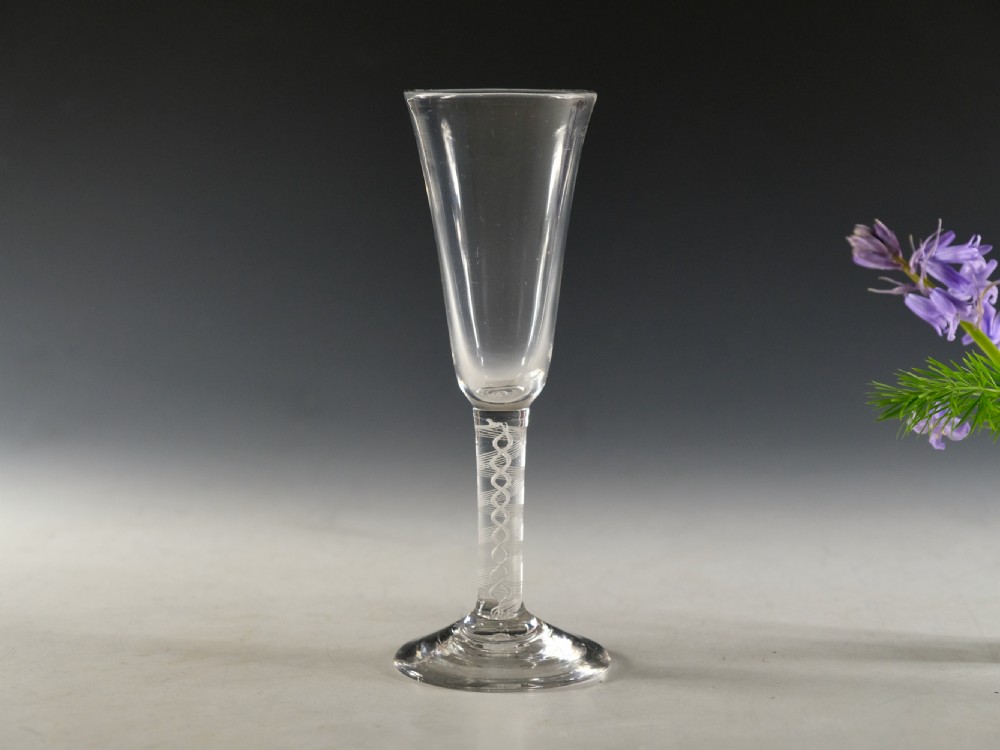 Antique glass ale glass opaque twist English c1765