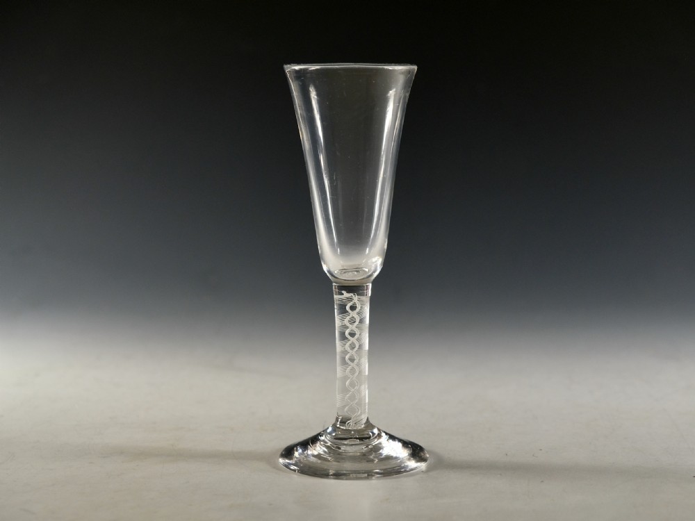 Antique glass ale glass opaque twist English c1765 View III