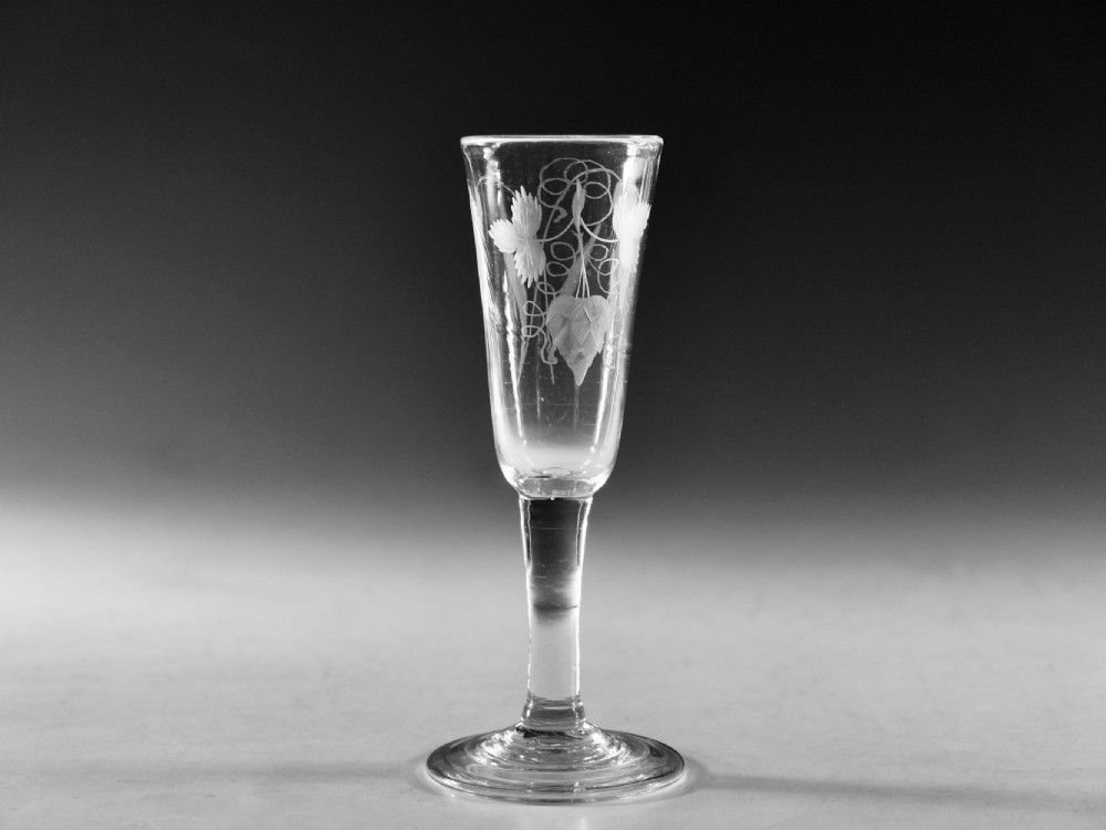 Antique glass ale glass plain stem English c1760