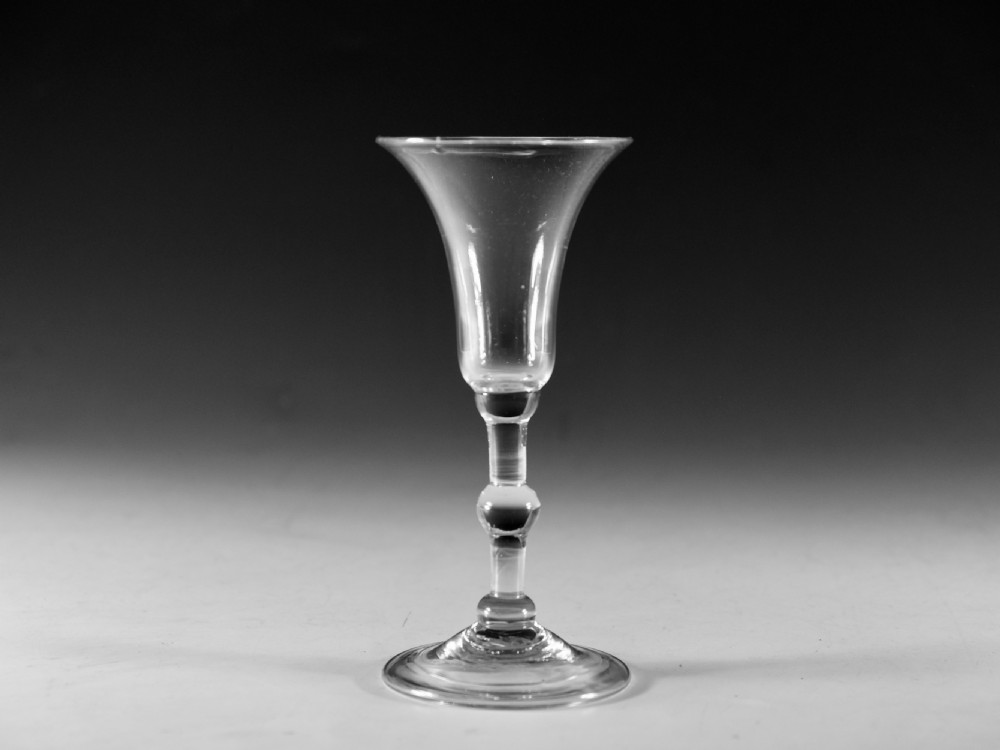 Antique glass balustroid wine glass English c1740