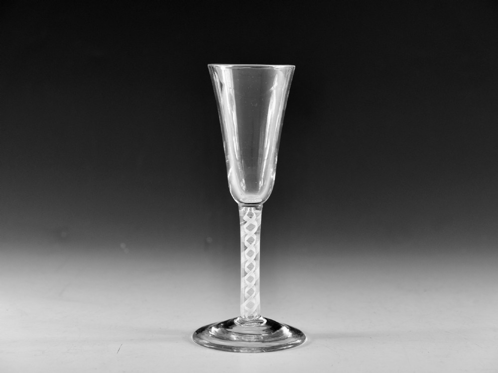 Antique glass ale glass opaque twist English c1765