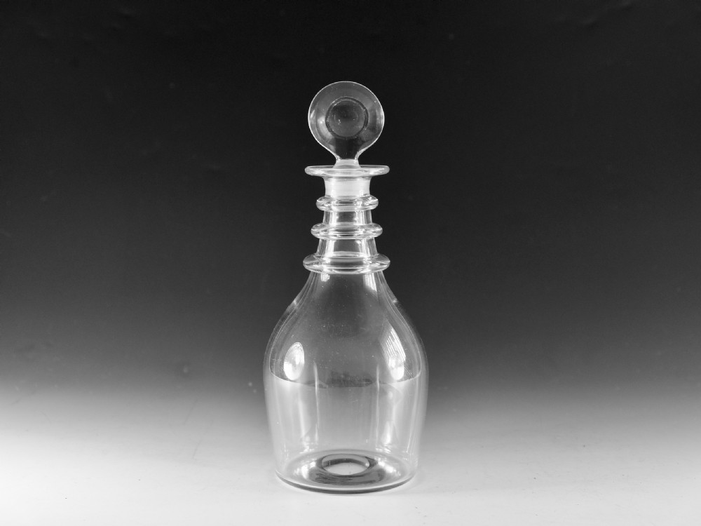 Antique glass decanter three neck rings English c1820