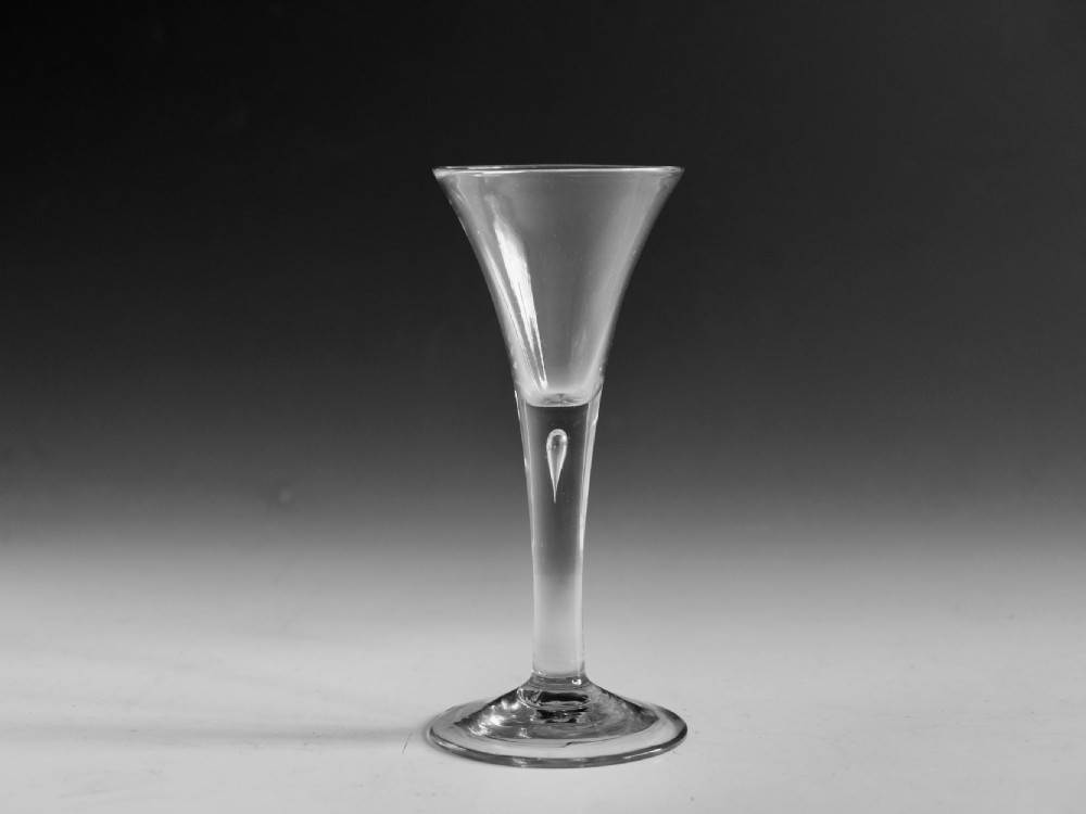 Antique glass plain stem wine glass English c1750