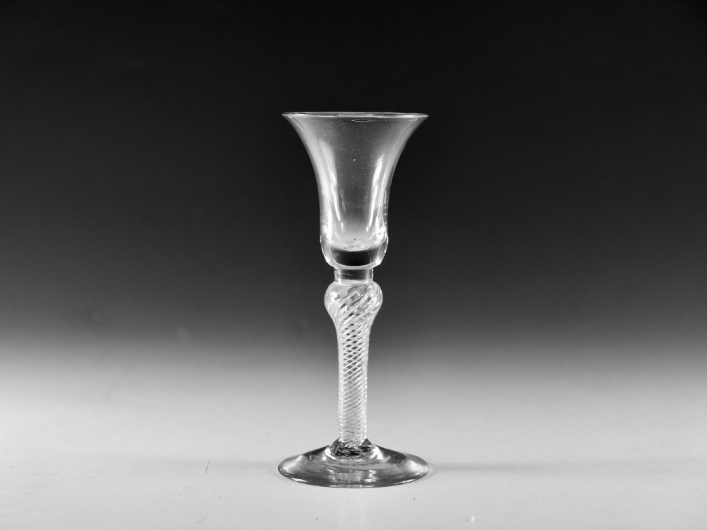 Antique glass multi spiral air twist wine glass English c1765