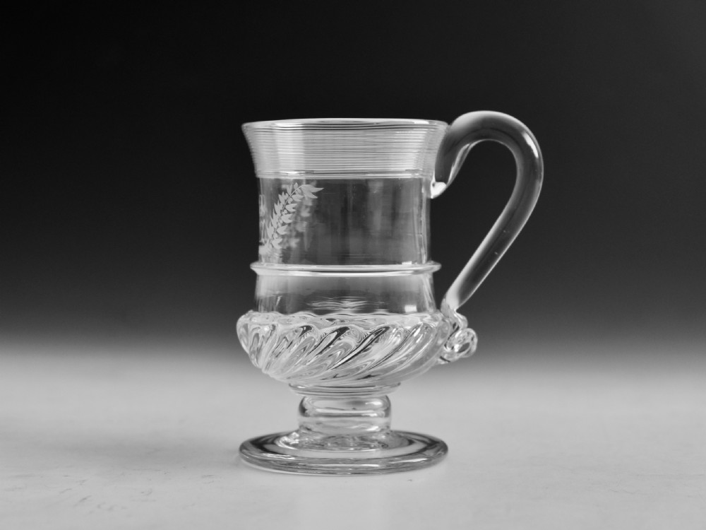 Antique glass coin tankard 1843