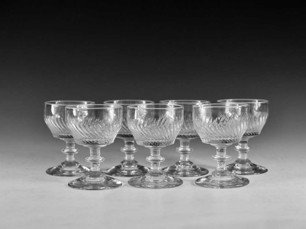 Antique glass port glasses set of seveseven port glasses English c1820