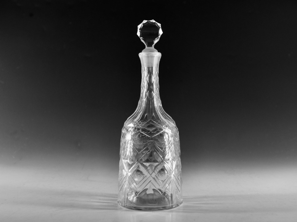 Antique glass decanter facet cut English c1770