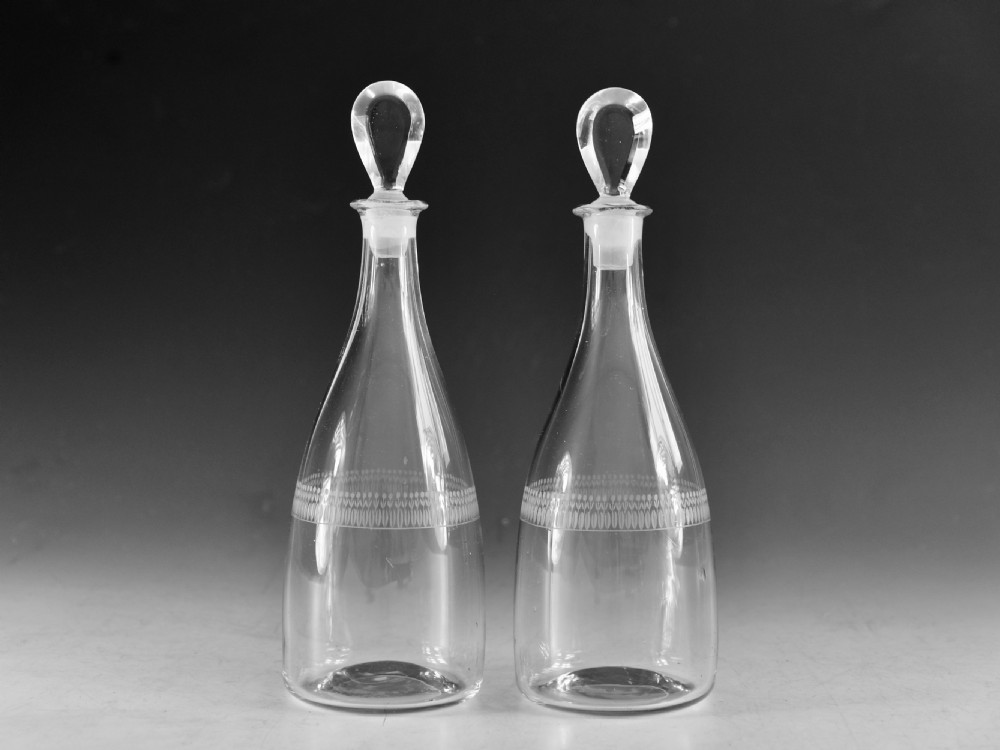 Antique glass decanter pair of tapers English c1780