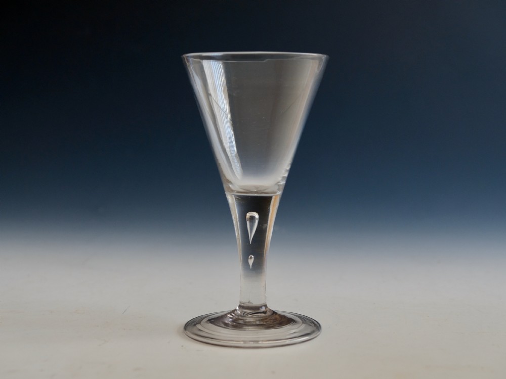 Antique glass wine glass plain stem English c1750