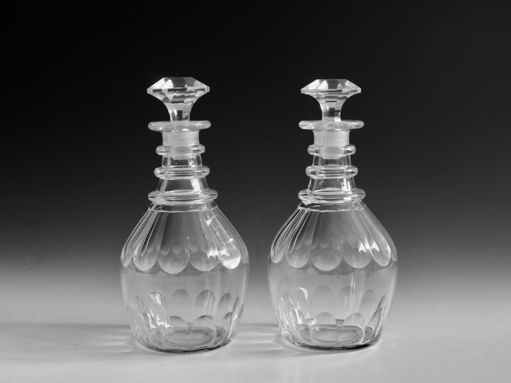 Antique glass decanters pair English c1840