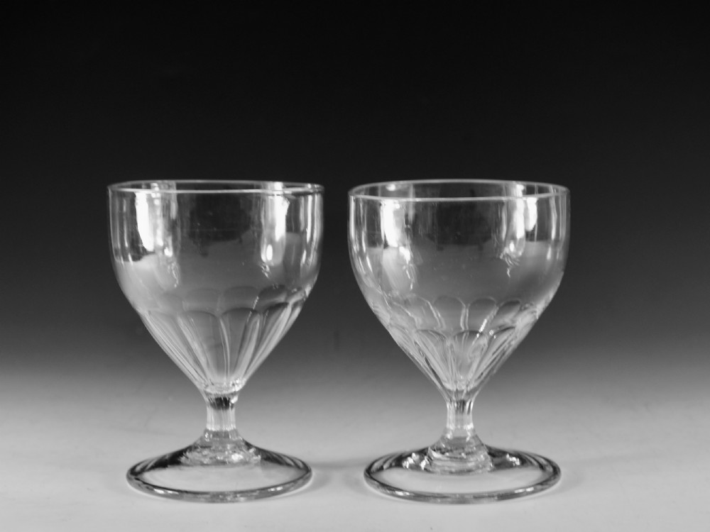 Antique glass rummers pair panel moulded English c1800