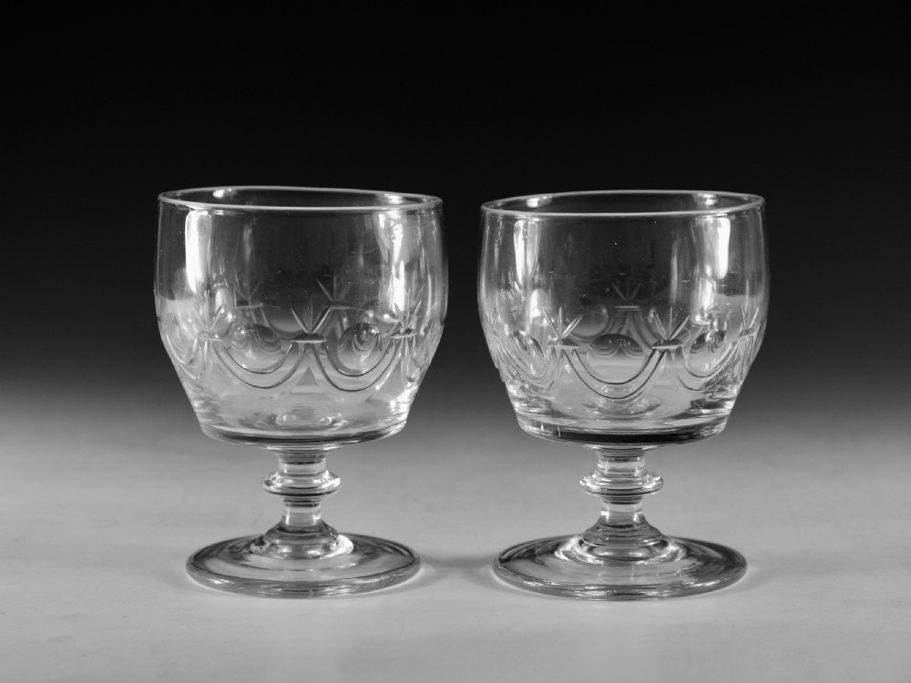 Antique glass rummers pair Irish c1830