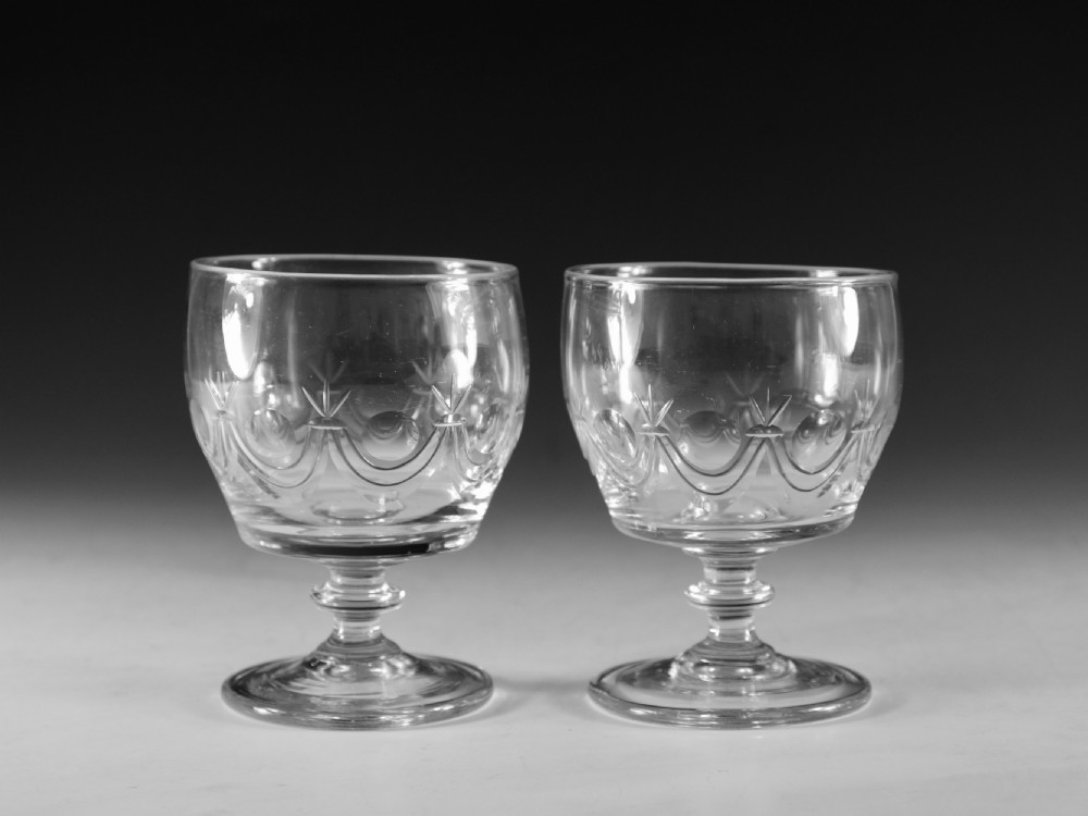 Antique glass rummers pair Irish c1830