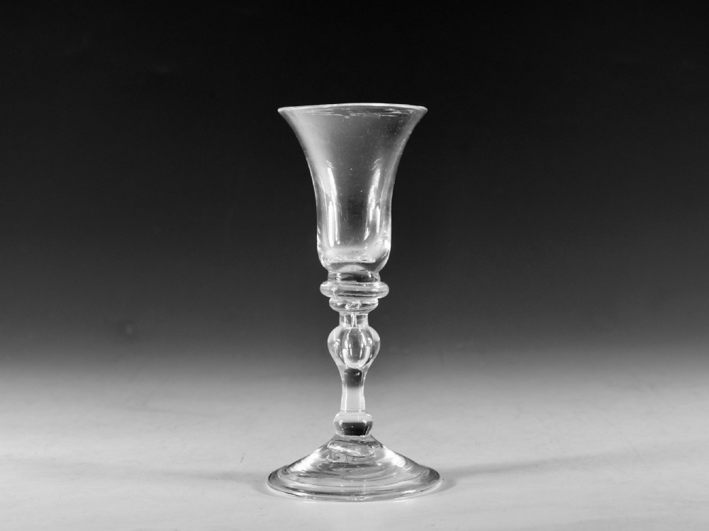 Antique glass light baluster wine glass English c1830