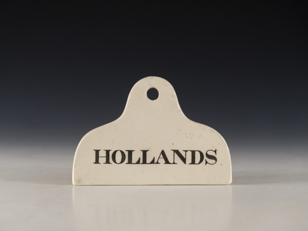 Bin label Hollands English Mid 19th century
