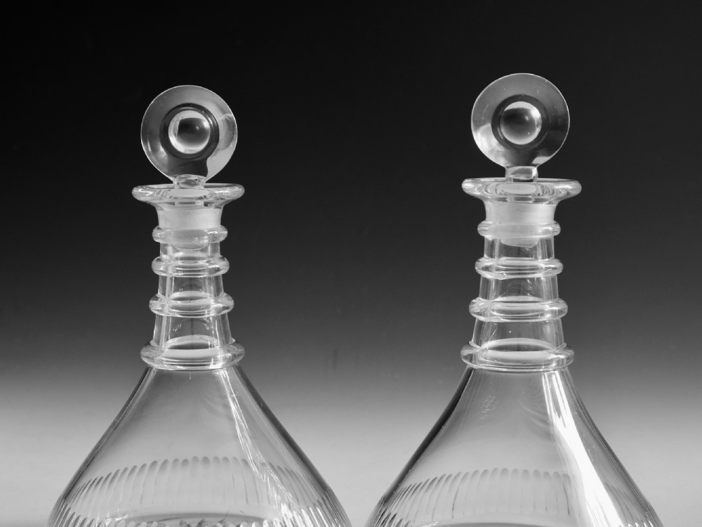Antique glass ship's decanters pair English c1830 View IX