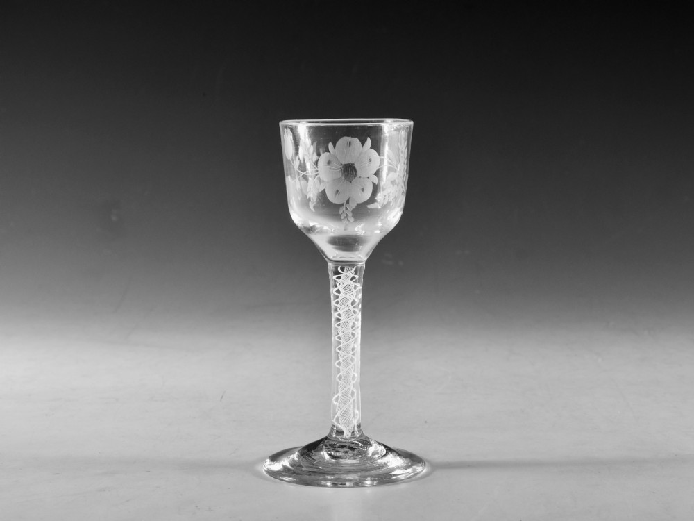 Antique glass wine glass opaque twist English c1765