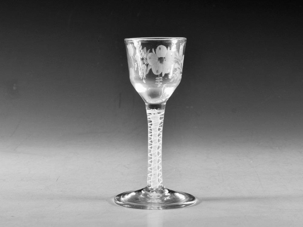 Antique glass wine glass opaque twist English c1765
