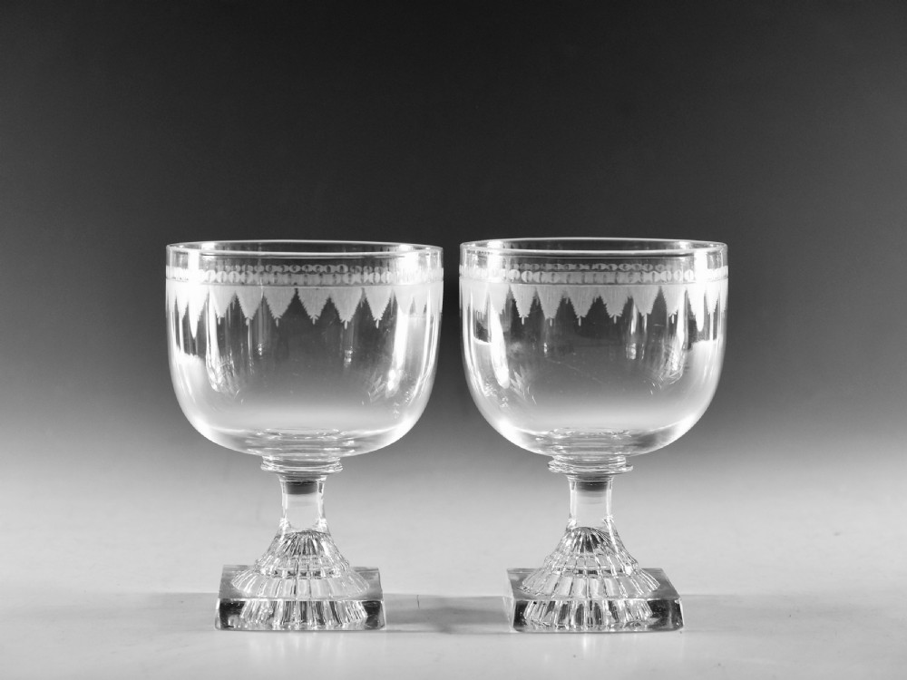 Antique glass pair of rummers English c1810