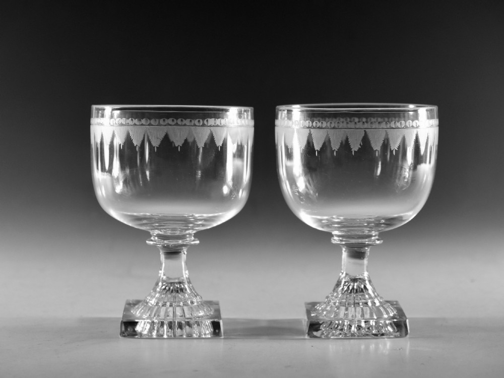 Antique glass pair of rummers English c1810