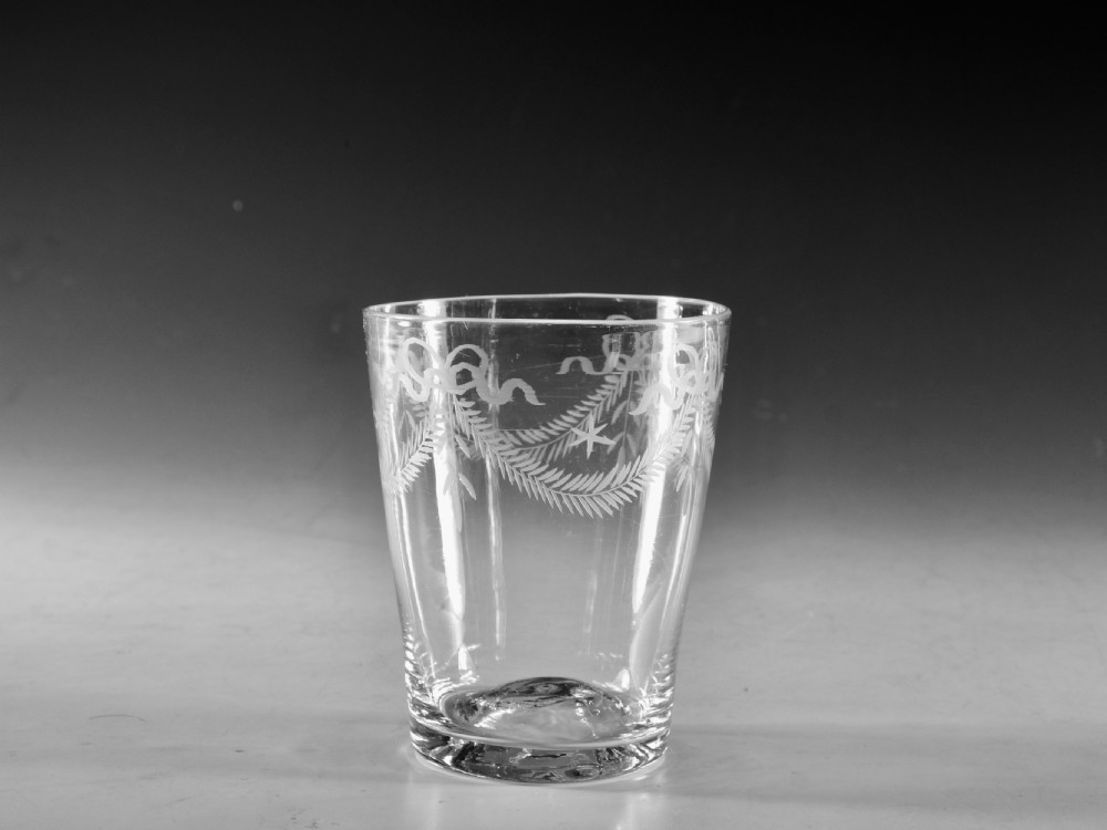 Antique glass tumbler engraved English c1780