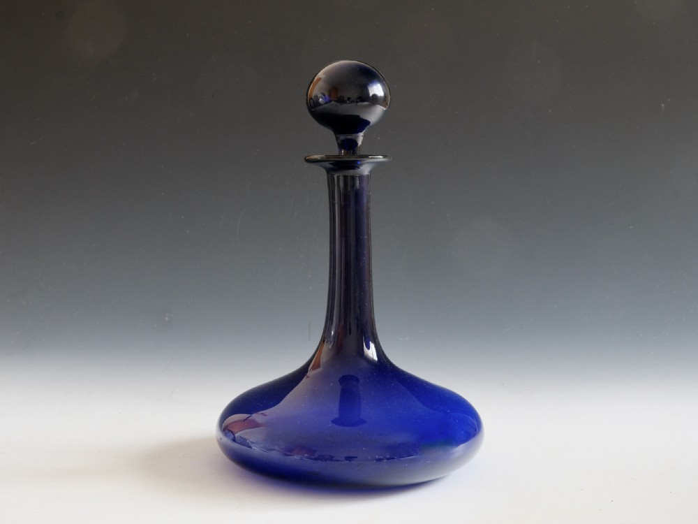 Antique glass blue Mel decanter c1850