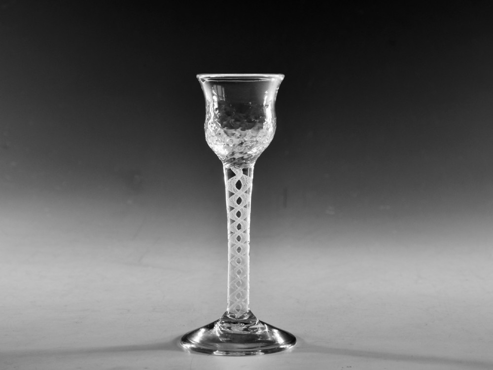 Antique glass opaque twist wine glass English c1765