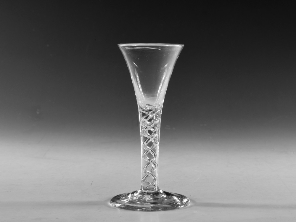 Antique glass wine glass opaque twist English c1765