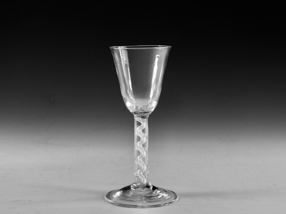 Antique glass air twist wine glass English c1755
