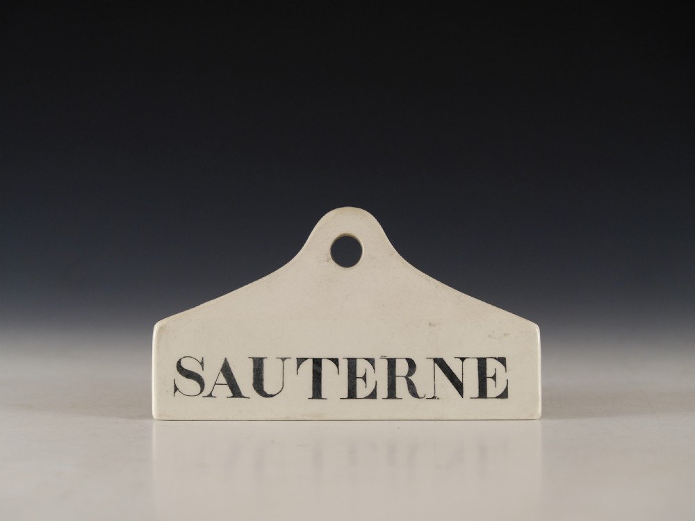 Bin label Sauterne English Mid 19th century
