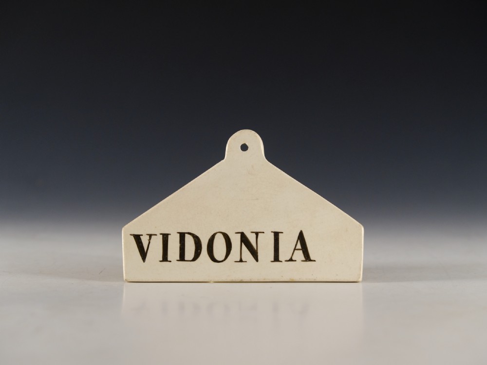 Bin label Vidonia English early 19th century